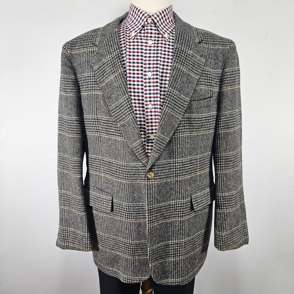 VTG Hunt Valley Men's Sport Coat Blazer Two Button Flannel Plaid Size 46R